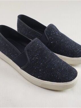 Vince Navy Glitter Slip-On Sneakers
